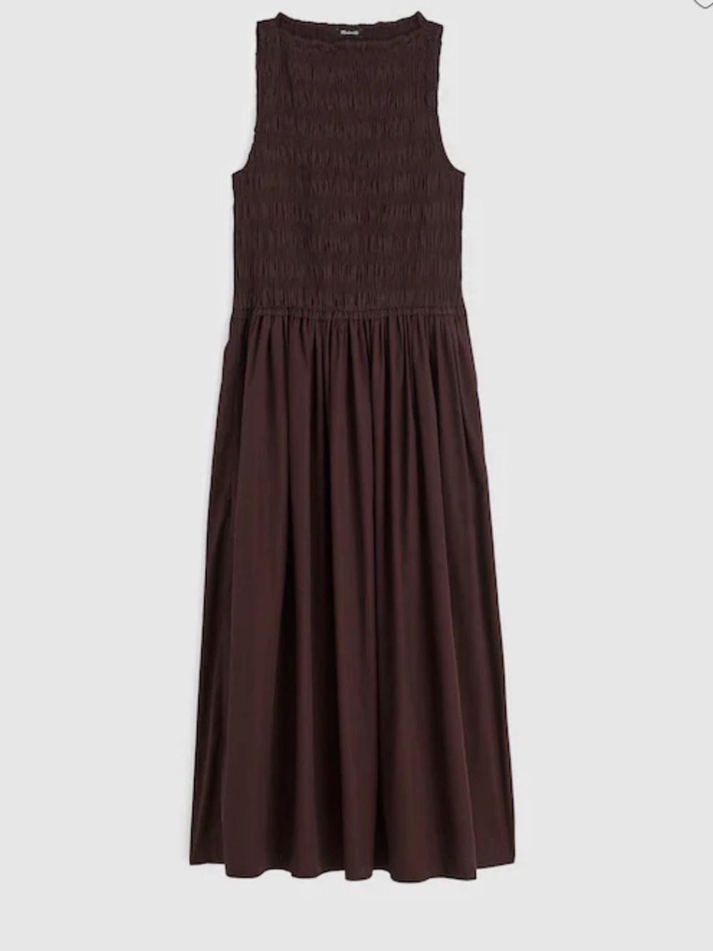 Madewell Sleeveless Melody Smocked Midi Dress - Molasses Brown (SOLD OUT ONLINE)